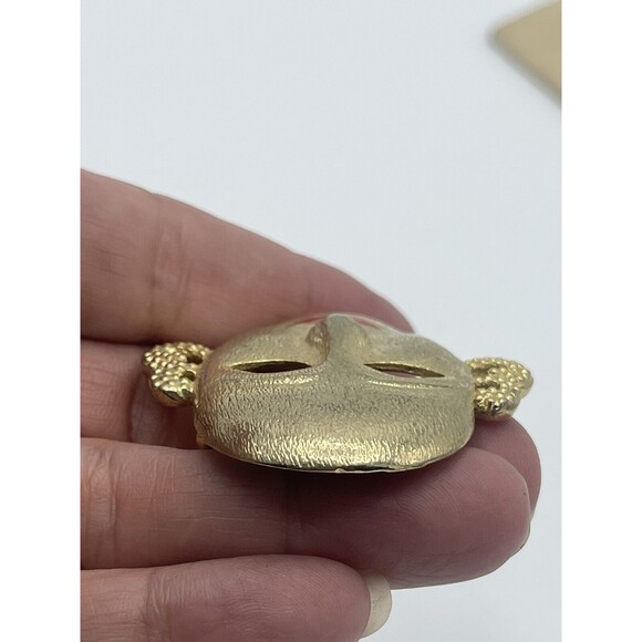 Vintage MJENT Face Mask Gold Tone Brooch - Picture 6 of 8